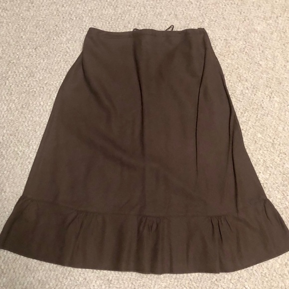 J. Crew Brown Linen Ruffle Skirt - Picture 2 of 5
